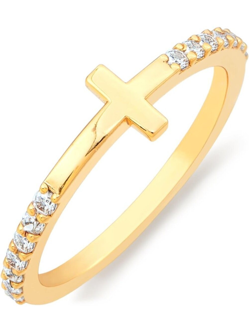 Elegant Gold Plated Cross Ring for Women | Stylish Purity Ring Accessory